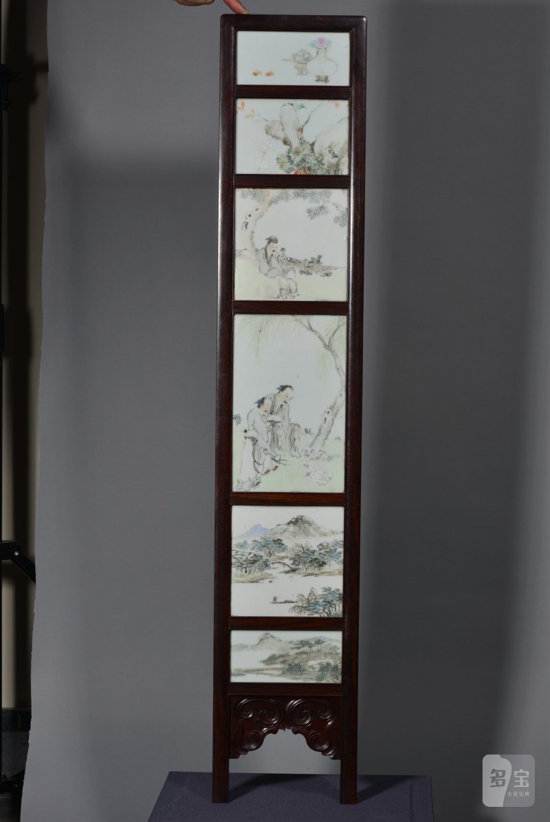 清光绪 任焕章浅绛彩山水人物花鸟八条屏 - 图9